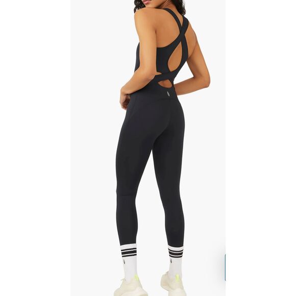 NWOT Free People FP Movement Back It Up Athletic Black One Piece Romper Women's - Picture 2 of 13